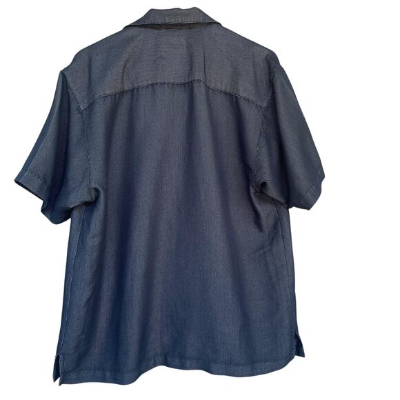 South Bay Shirt Mens Medium Blue Embroidered Motorcycle Camp Button Up Pocket - Picture 2 of 8